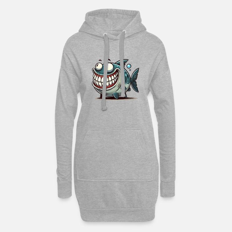 piranha comic - Hoodie-Kleid - Grau meliert