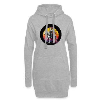 Ritter auf dem weißen Pferd mit Prinzessinnenfarbe - Hoodie-Kleid - Grau meliert - Vorne