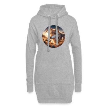 Wolf auf der Heide - Hoodie-Kleid - Grau meliert - Vorne
