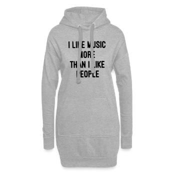 Ich mag Musik mehr als Menschen - Hoodie-Kleid - Grau meliert - Vorne