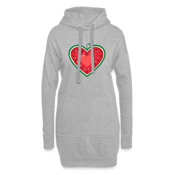 Wassermelone Design als Herz - Hoodie-Kleid - Grau meliert - Vorne