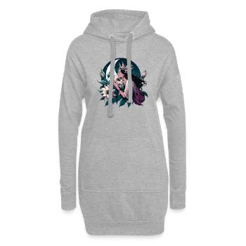 Reine de la Nuit – Femme Fleur Odorante - Sweat-shirt à capuche long Femme - gris chiné - Devant