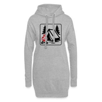 Tent Camping Icon - Hoodie Dress - heather grey - Front