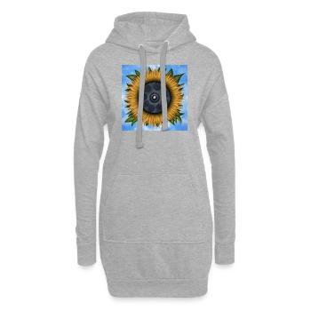 Handpan with sunflower - Hoodie Dress - heather grey - Front
