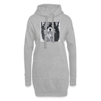 Für Chihuahua-Liebhaber schwarz-weiß - Hoodie-Kleid - Grau meliert - Vorne
