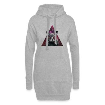Hipster Cat Smoking - Sweat-shirt à capuche long Femme - gris chiné - Devant