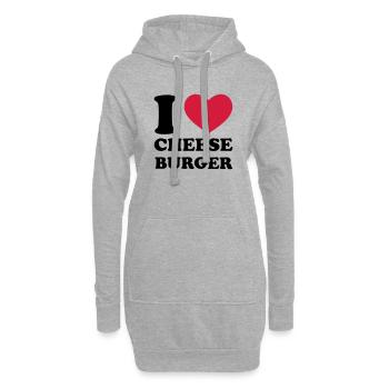 I Love Cheeseburger - Hoodie-Kleid - Grau meliert - Vorne