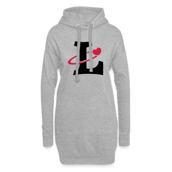 "L" Herz-Orbit - Hoodie-Kleid - Grau meliert - Vorne