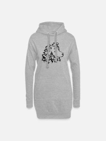 Langhaar-Collie - Hoodie-Kleid - Grau meliert