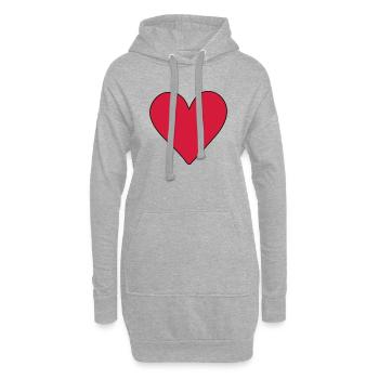 herz rot - Hoodie-Kleid - Grau meliert - Vorne