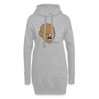 Gandhi Zeichnung mit Unterschrift - Hoodie-Kleid - Grau meliert - Vorne
