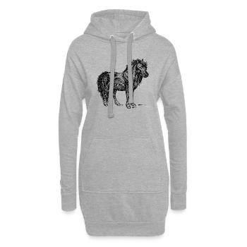horse404 - Sweat-shirt à capuche long Femme - gris chiné - Devant