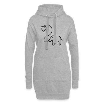 ÉLÉPHANT avec le coeur - Sweat-shirt à capuche long Femme - gris chiné - Devant