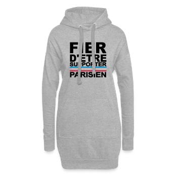 fier parisien noir 01 - Sweat-shirt à capuche long Femme - gris chiné - Devant