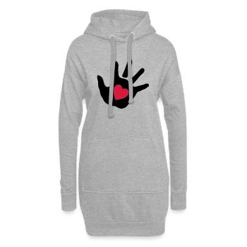 Bébé main - cœur - Sweat-shirt à capuche long Femme - gris chiné - Devant
