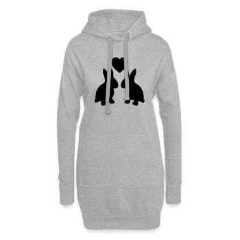 hase_verliebt - Hoodie-Kleid - Grau meliert - Vorne