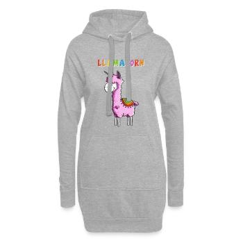 Llamacorn - Lama Unicorn - Bande dessinée - Cadeau Fun - Sweat-shirt à capuche long Femme - gris chiné - Devant