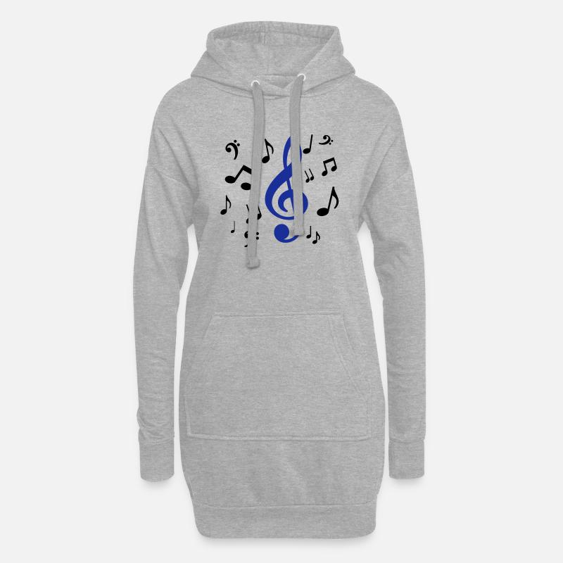 noten - Hoodie-Kleid - Grau meliert