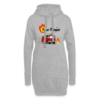 pompier - Sweat-shirt à capuche long Femme - gris chiné - Devant