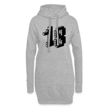 Endlich 18 große Zahl 18. Geburtstag Volljährig - Hoodie-Kleid - Grau meliert - Vorne