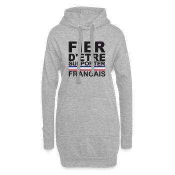 Supporter francais france Allez - Sweat-shirt à capuche long Femme - gris chiné - Devant
