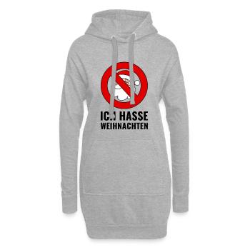 Ich hasse Weihnachten - Hoodie-Kleid - Grau meliert - Vorne