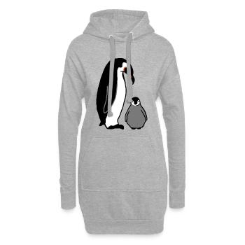 Pingouin avec bébé - Sweat-shirt à capuche long Femme - gris chiné - Devant