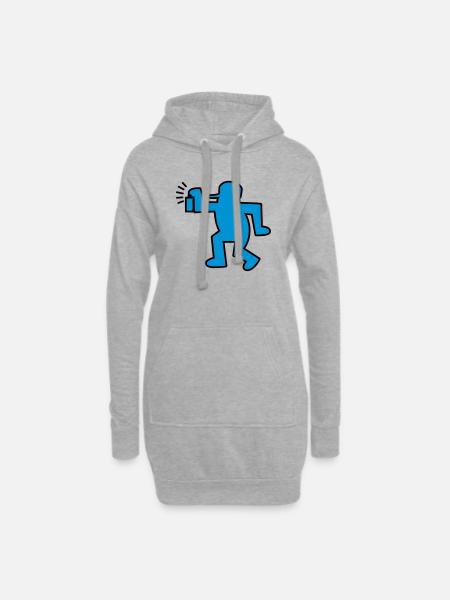 Graffiti-Mann - Hoodie-Kleid - Grau meliert