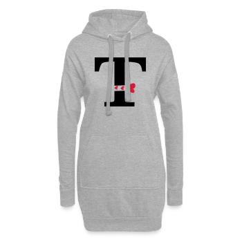 Capital lettre T avec des coeurs - Sweat-shirt à capuche long Femme - gris chiné - Devant