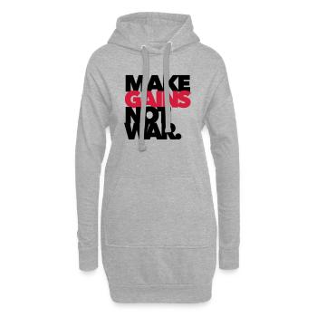 Make Gains not war - Gym - Fitness - Hoodie-Kleid - Grau meliert - Vorne