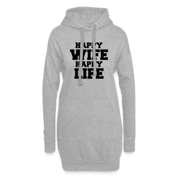 Happy Wife - Happy Life - Sweat-shirt à capuche long Femme - gris chiné - Devant