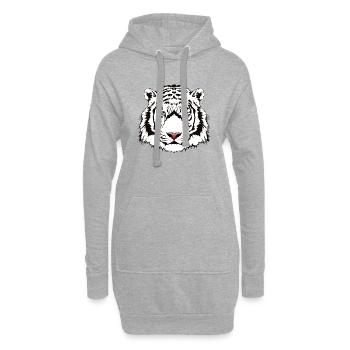 tigre tete fantaisie design - Sweat-shirt à capuche long Femme - gris chiné - Devant