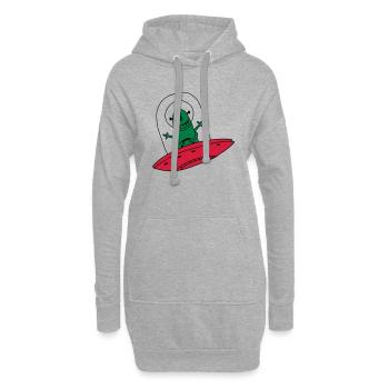 UFO Ovni Fusée Martien Enfant Naissance bébé - Sweat-shirt à capuche long Femme - gris chiné - Devant