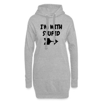 I'm with stupid - Humor - Funny - Joke - Friend - Sweat-shirt à capuche long Femme - gris chiné - Devant