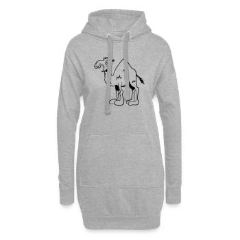 Kamel witzig doof - Hoodie-Kleid - Grau meliert - Vorne