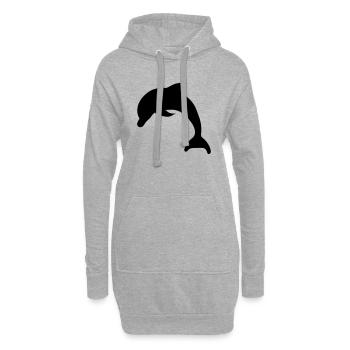 silhouette contour saut noir dauphin petit sourire - Sweat-shirt à capuche long Femme - gris chiné - Devant