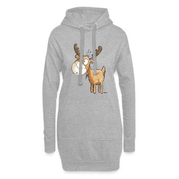 Witziger Elch - Elche - Hirsch - Reh - Geschenk - Hoodie-Kleid - Grau meliert - Vorne