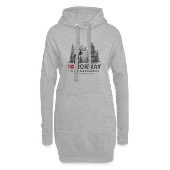 Norway - Norge - Norwegen - Moose - Elch - Hoodie-Kleid - Grau meliert - Vorne