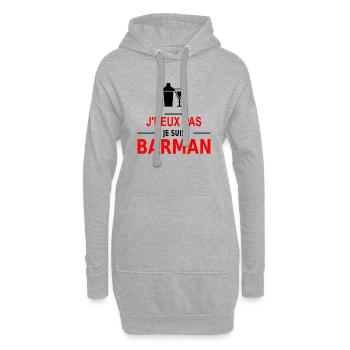 j'peux pas je suis barman - Sweat-shirt à capuche long Femme - gris chiné - Devant