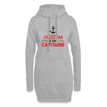 j'peux pas je suis capitaine - Sweat-shirt à capuche long Femme - gris chiné - Devant