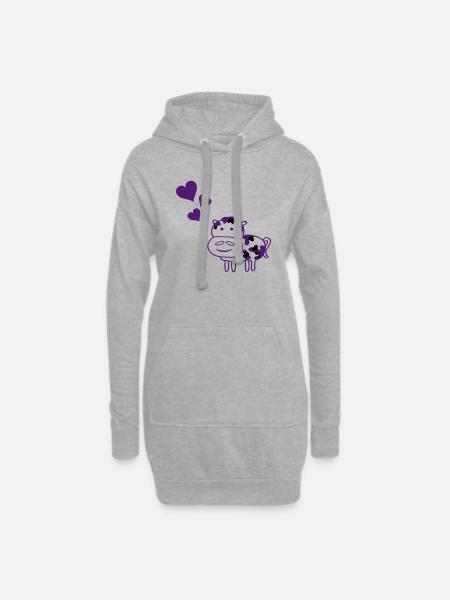 cow_in_love - Hoodie-Kleid - Grau meliert