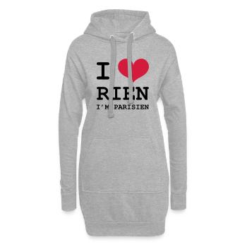I Love Rien I'm Parisien - Sweat-shirt à capuche long Femme - gris chiné - Devant
