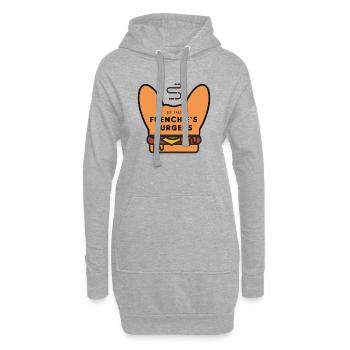 Frenchie Burger - Sweat-shirt à capuche long Femme - gris chiné - Devant