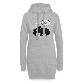Un mignon chiot border collie qui rêve de moutons. - Sweat-shirt à capuche long Femme - gris chiné - Devant