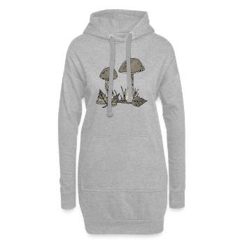 Pilze - Hoodie-Kleid - Grau meliert - Vorne