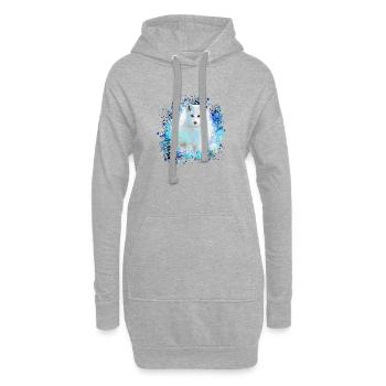 polarfuchs, fuchs,mint,aquarell ,malerei - Hoodie-Kleid - Grau meliert - Vorne