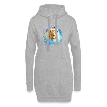 lion, or,tête de lion, graffiti, peinture, bleu - Sweat-shirt à capuche long Femme - gris chiné - Devant
