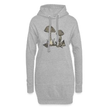 Pilze - Hoodie-Kleid - Grau meliert - Vorne
