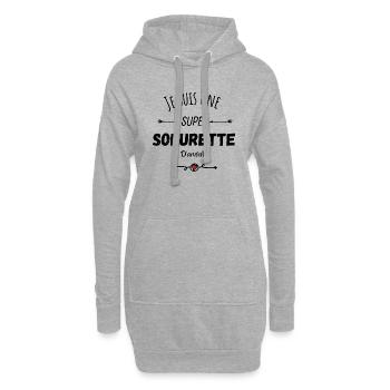 Je suis une super soeurette d'amour citation soeur - Sweat-shirt à capuche long Femme - gris chiné - Devant