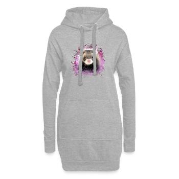 furets,rose,graffiti,iltis - Sweat-shirt à capuche long Femme - gris chiné - Devant